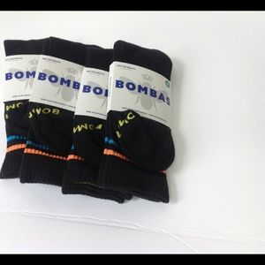BOMBAS Black Socks Orange Blue Stripe Calf (4)